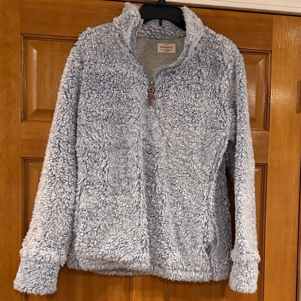 EUC! Women’s size M, Weatherproof Vintage Blue Sherpa Pullover, 3/4 Zip!